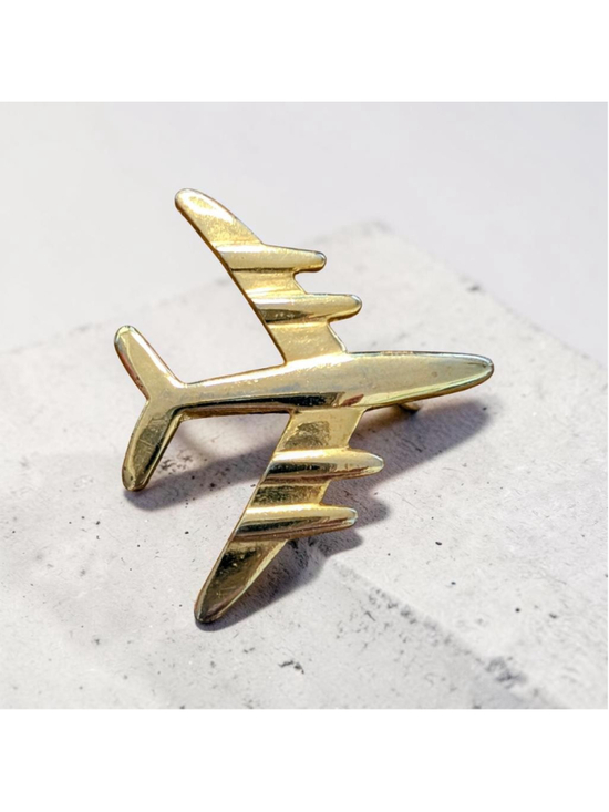 unbranded Jewelry - Vintage Gold Tone Airplane Brooch Jet Plane Aviation Enthusiast Pilot Travel Pin